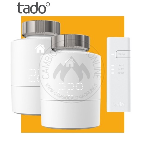 TADO° Heating Testina Termostatica Intelligente Kit base (2 testine  complete di Bridge - geo localizzatore WiFi)
